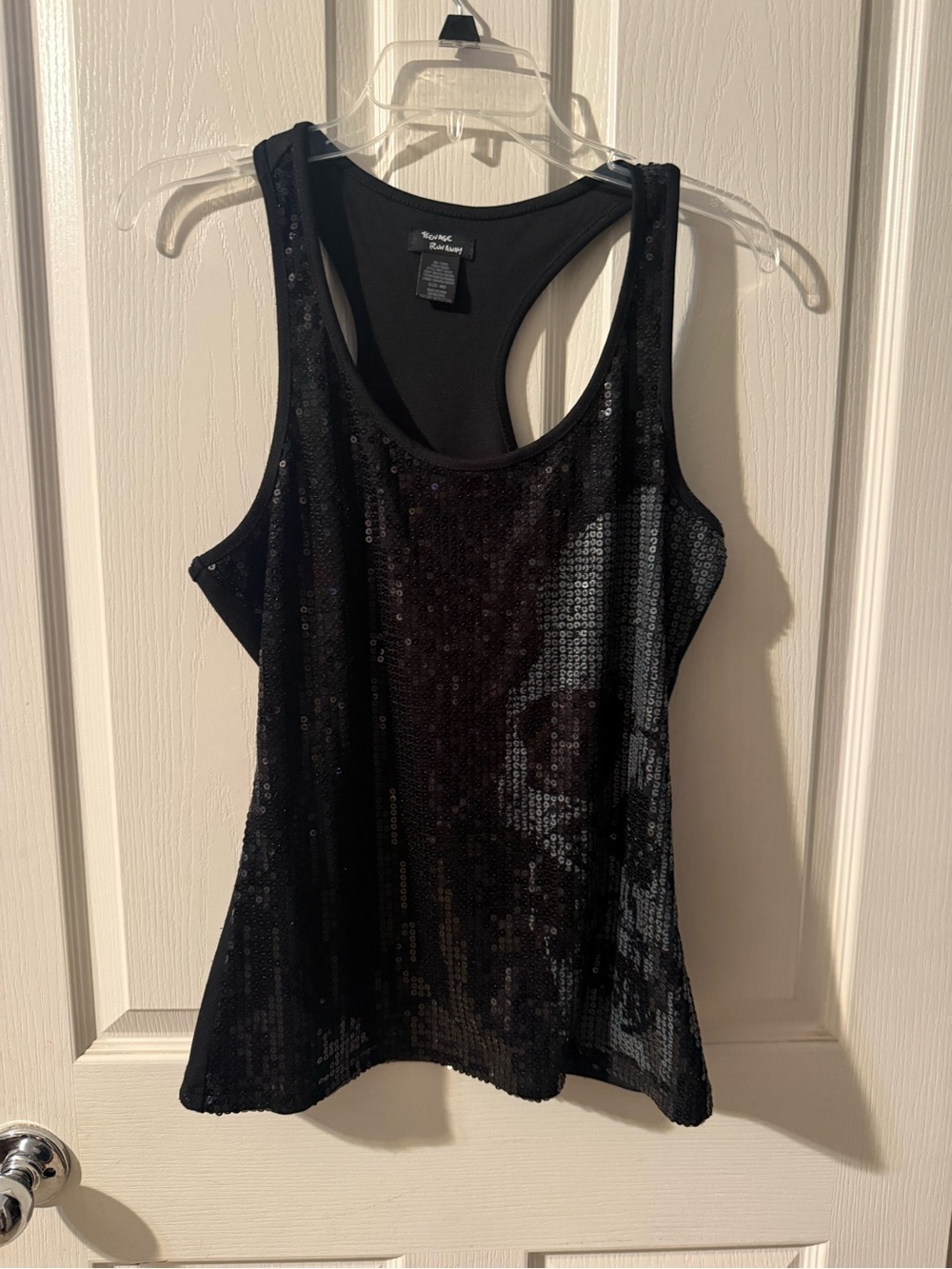 Sequin Racerback Tank Top - Black